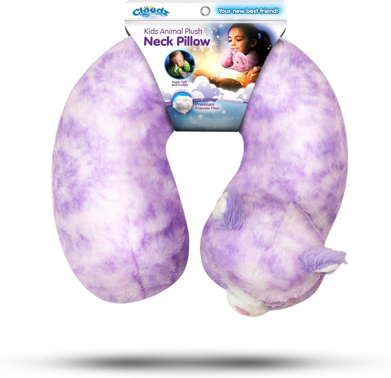 Cloudz Kids Super Soft N' Cuddly Animal Airplane Travel Neck Pillow! Keep Children Comfy and Supported with a Buddy While Traveling or just Resting at Home - Purple Cat - Image 3